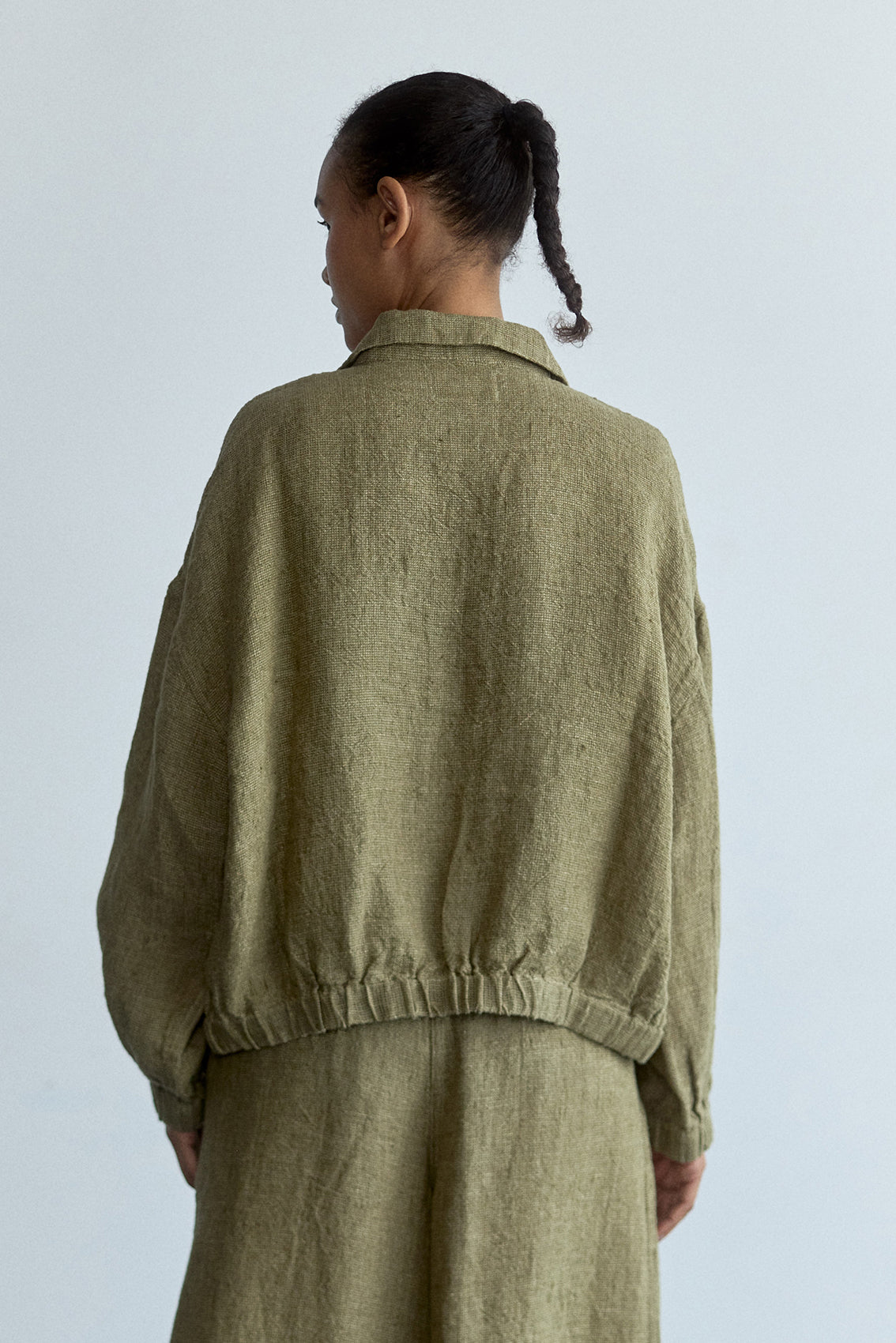 Chaqueta Bomber Lino - Musgo