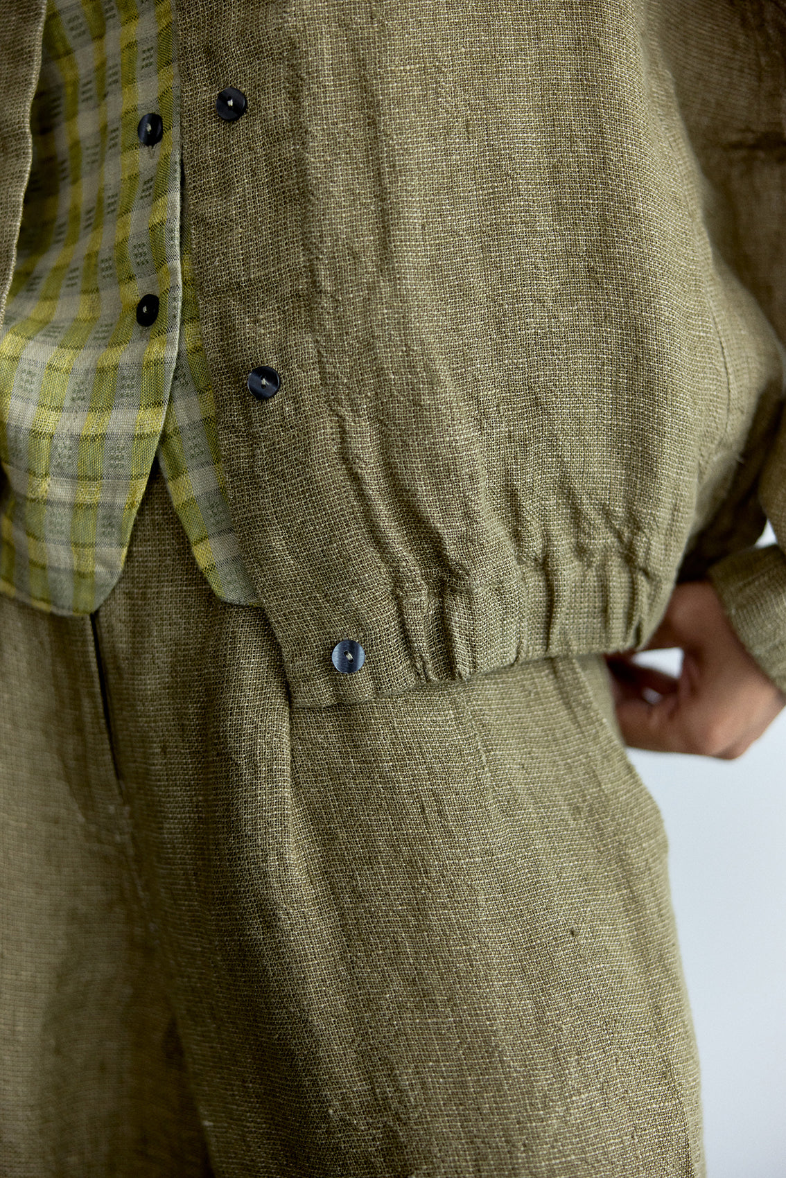 Chaqueta Bomber Lino - Musgo