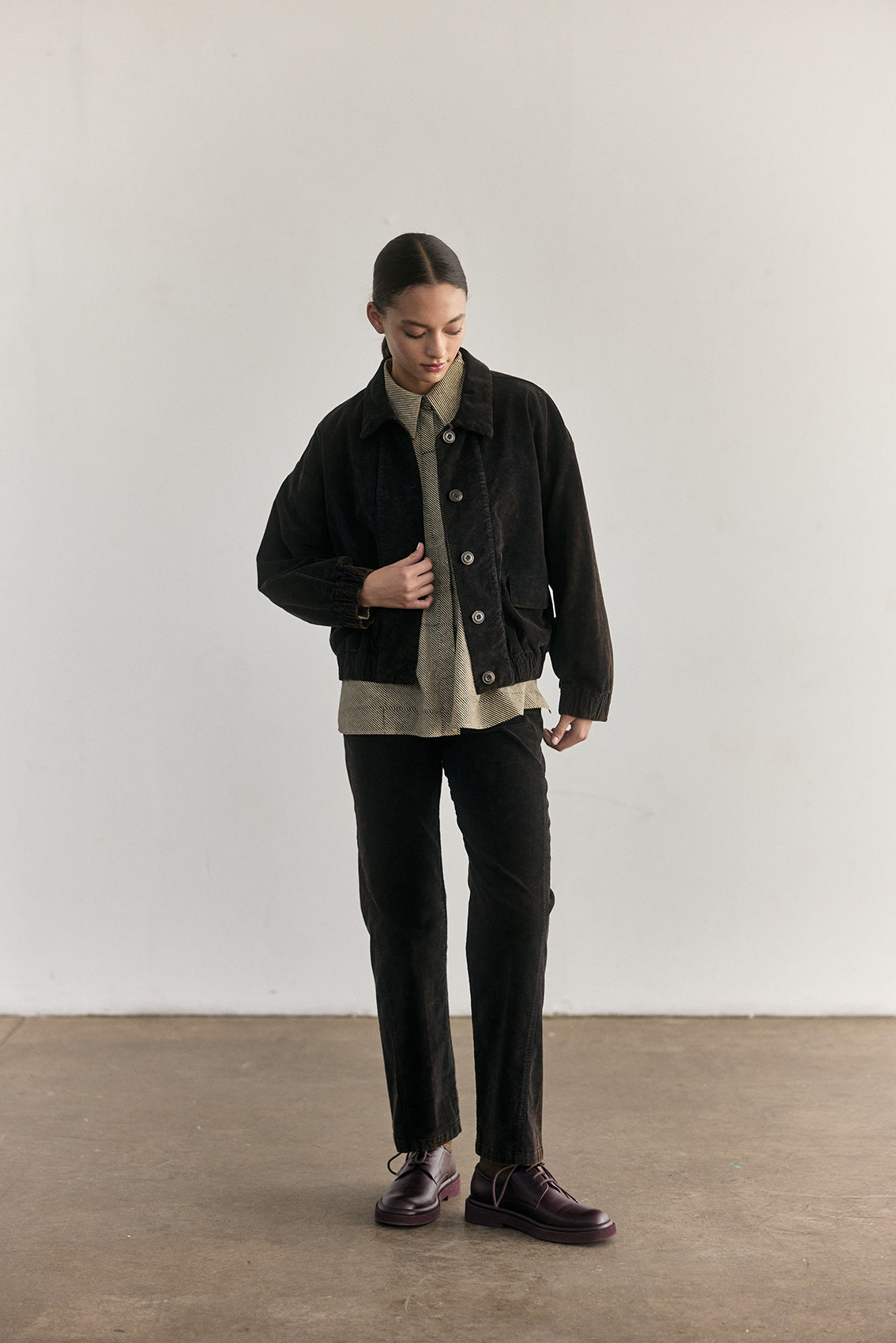 Pantalón Terciopelo Washed - Ónix