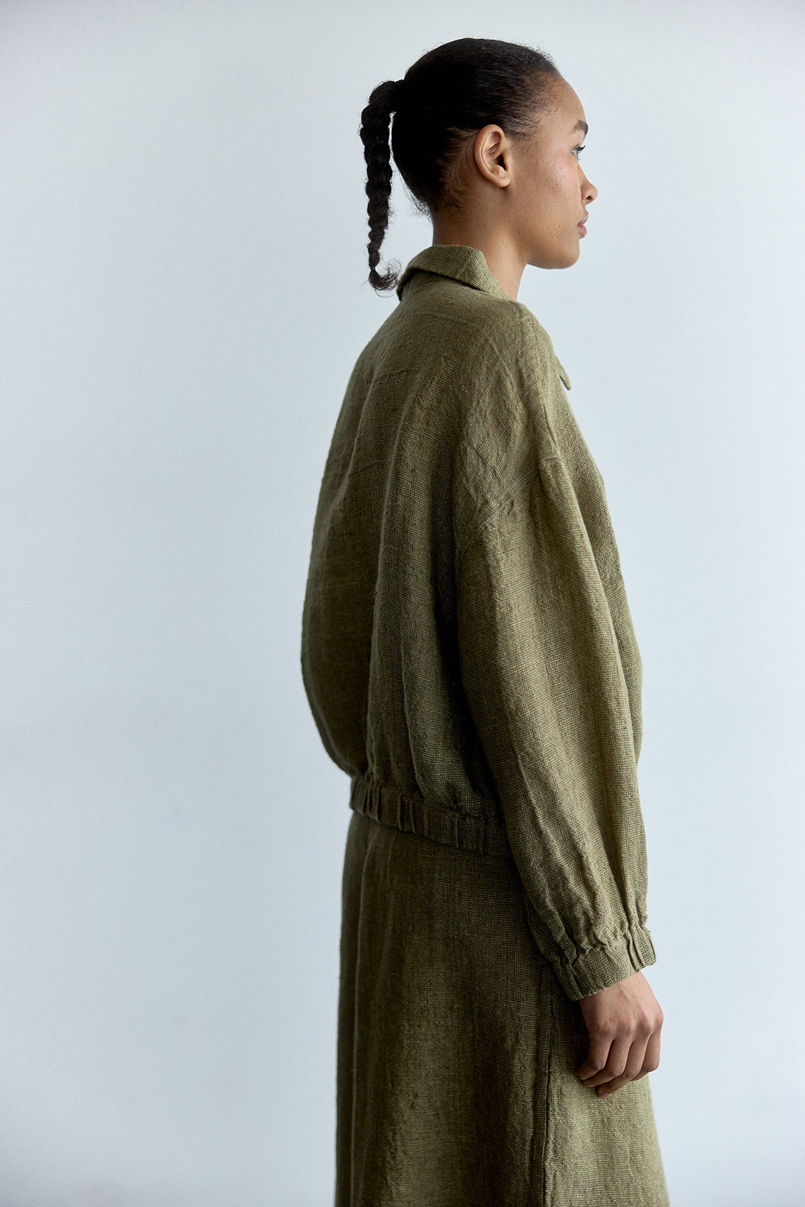 Chaqueta Bomber Lino - Musgo