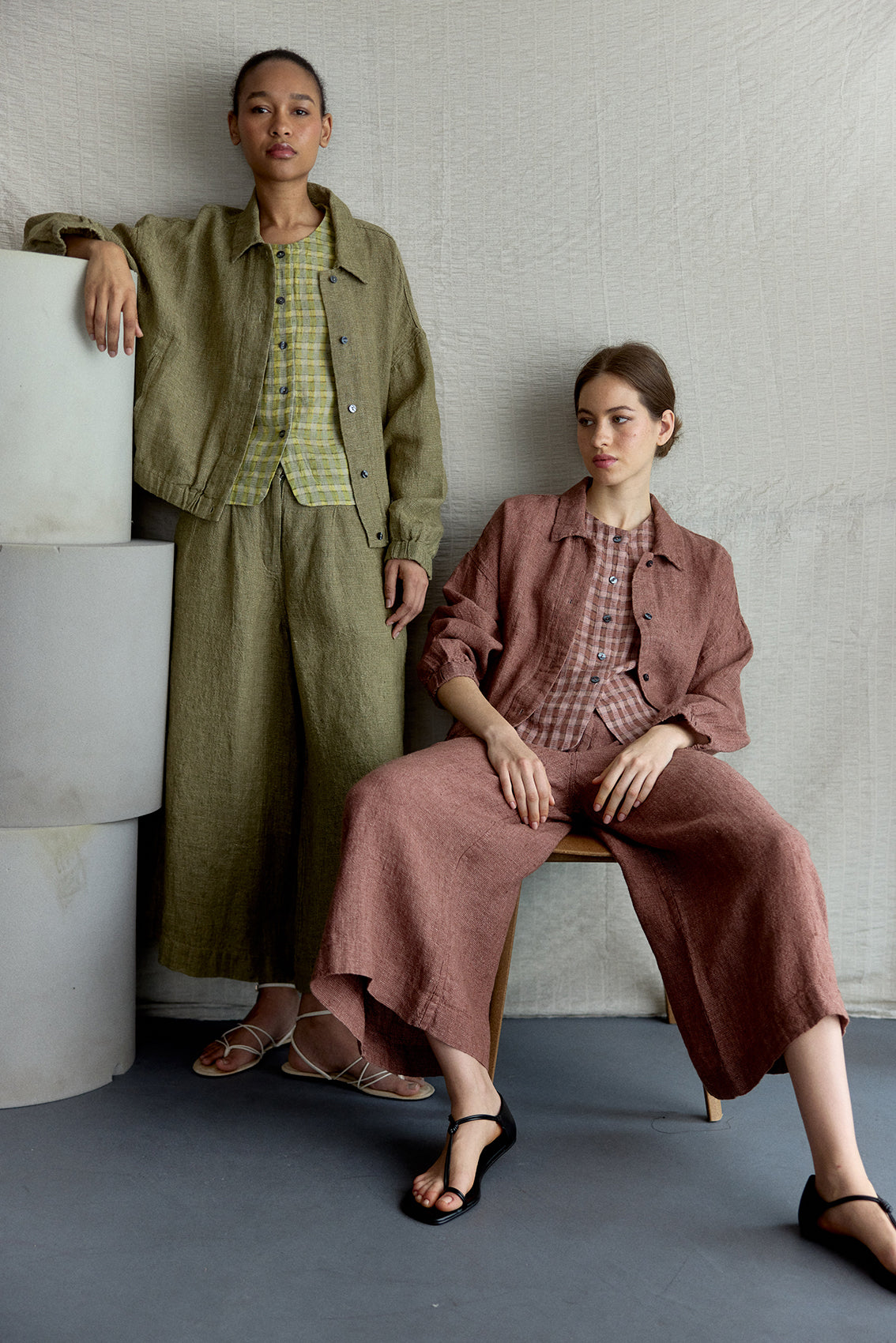 Chaqueta Bomber Lino - Musgo