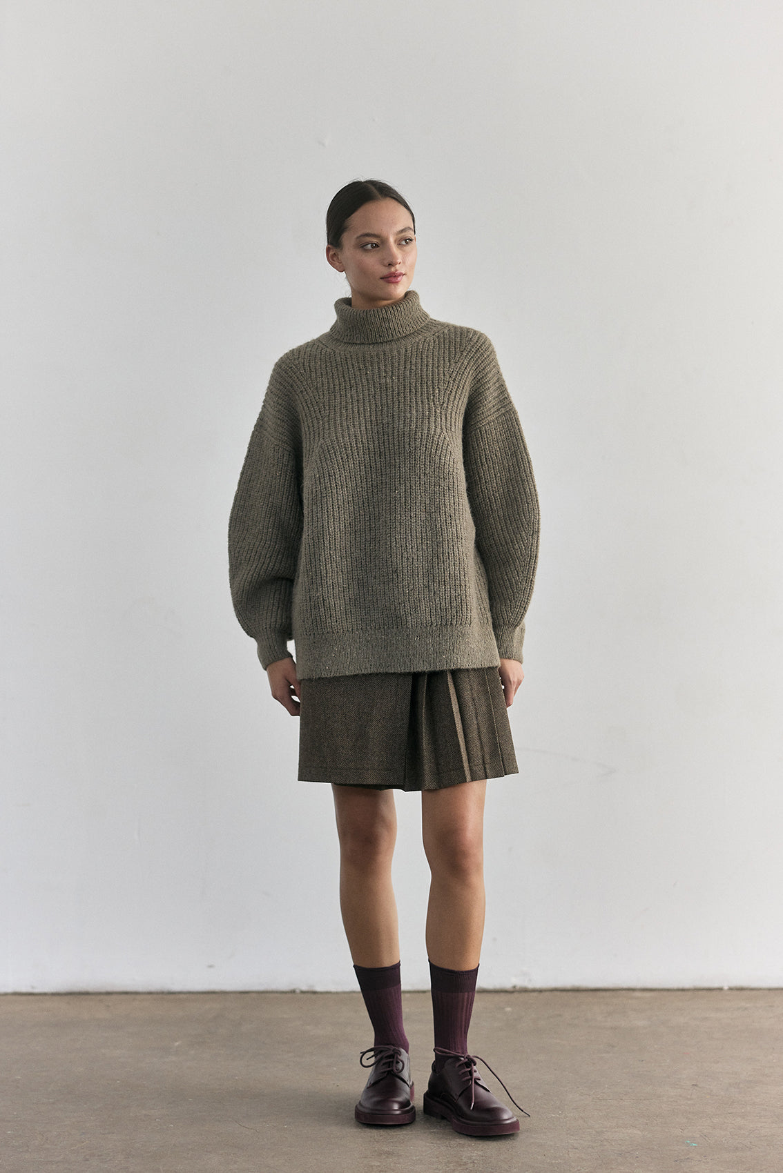 Sweater Oversized Cuello Alto Alpaca/Mohair - Musgo
