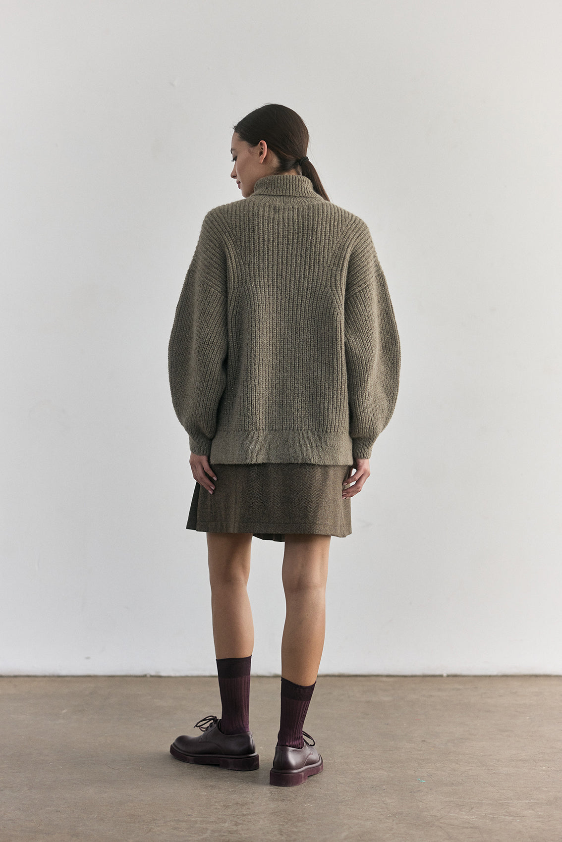 Sweater Oversized Cuello Alto Alpaca/Mohair - Musgo