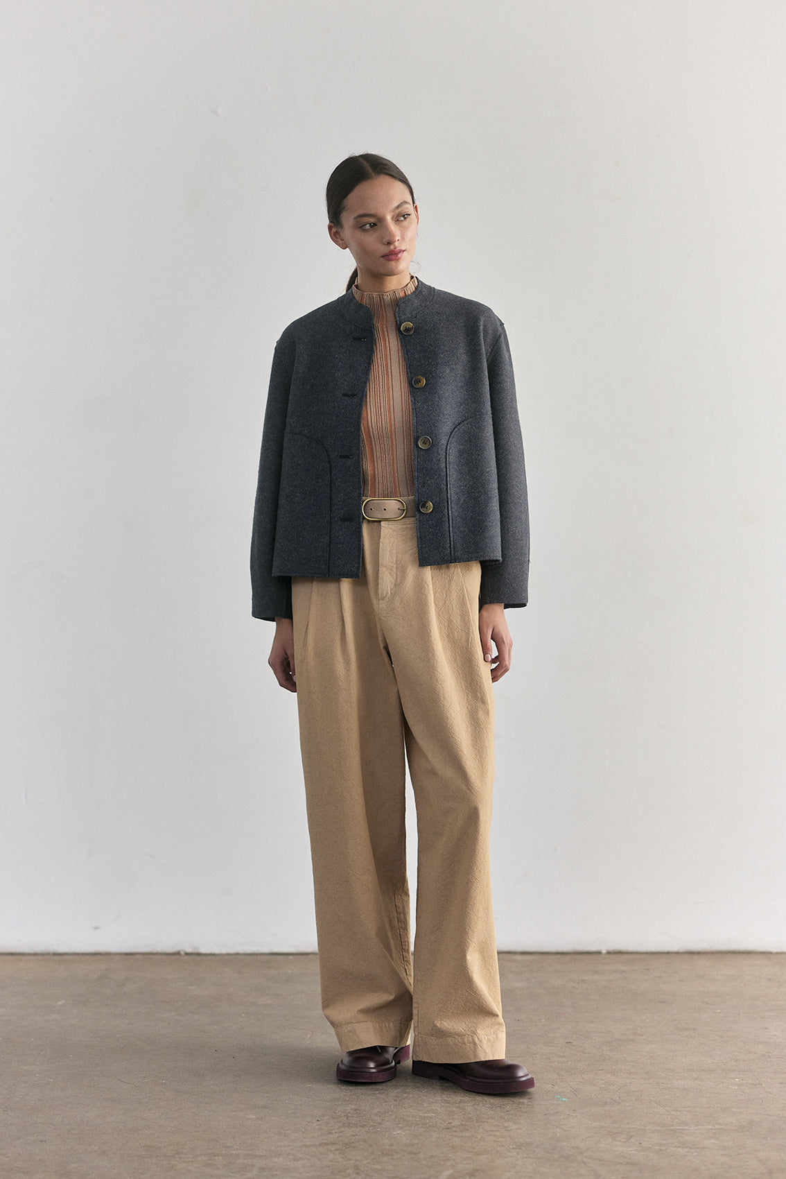 Chaqueta Corta Alpaca/Lana Felted - Lago