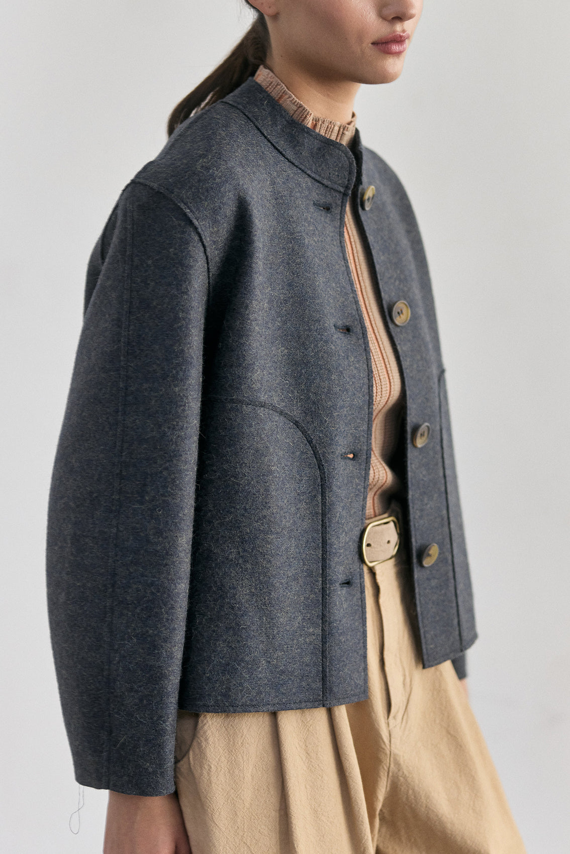 Chaqueta Corta Alpaca/Lana Felted - Lago