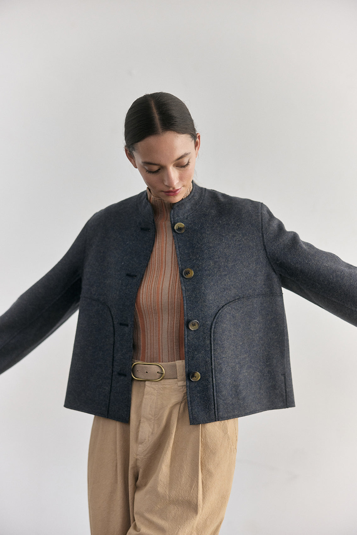 Chaqueta Corta Alpaca/Lana Felted - Lago