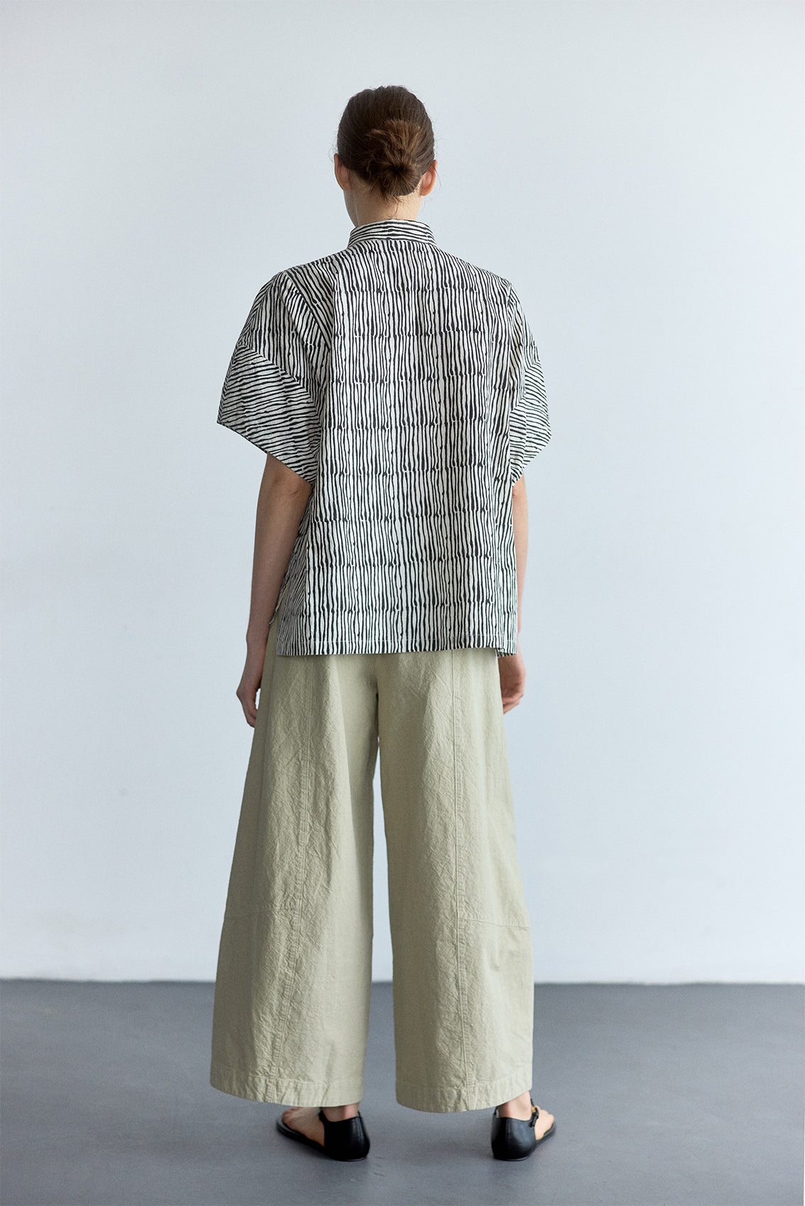 Blusa Manga Corta Algodón Block Print - Rayas