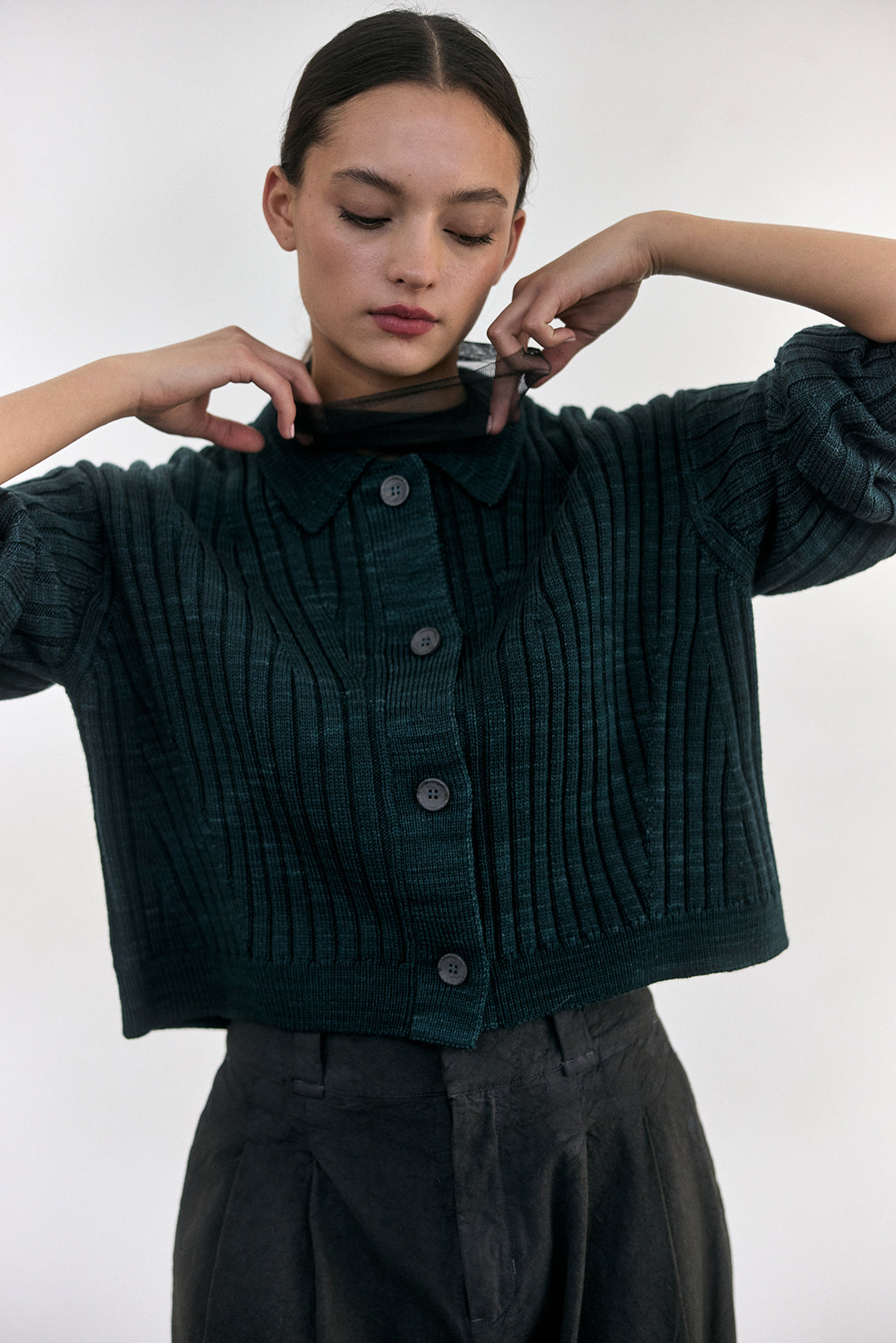 Cárdigan Barrado Lana Merino - Lago