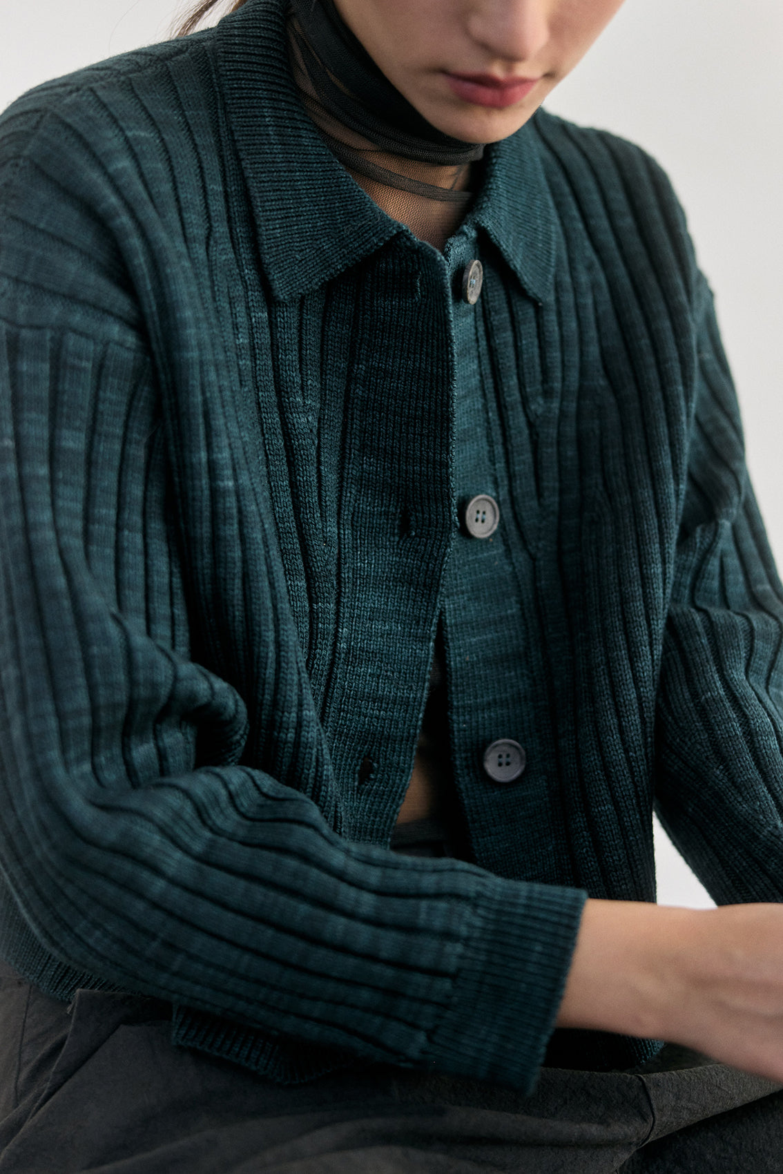 Cárdigan Barrado Lana Merino - Lago