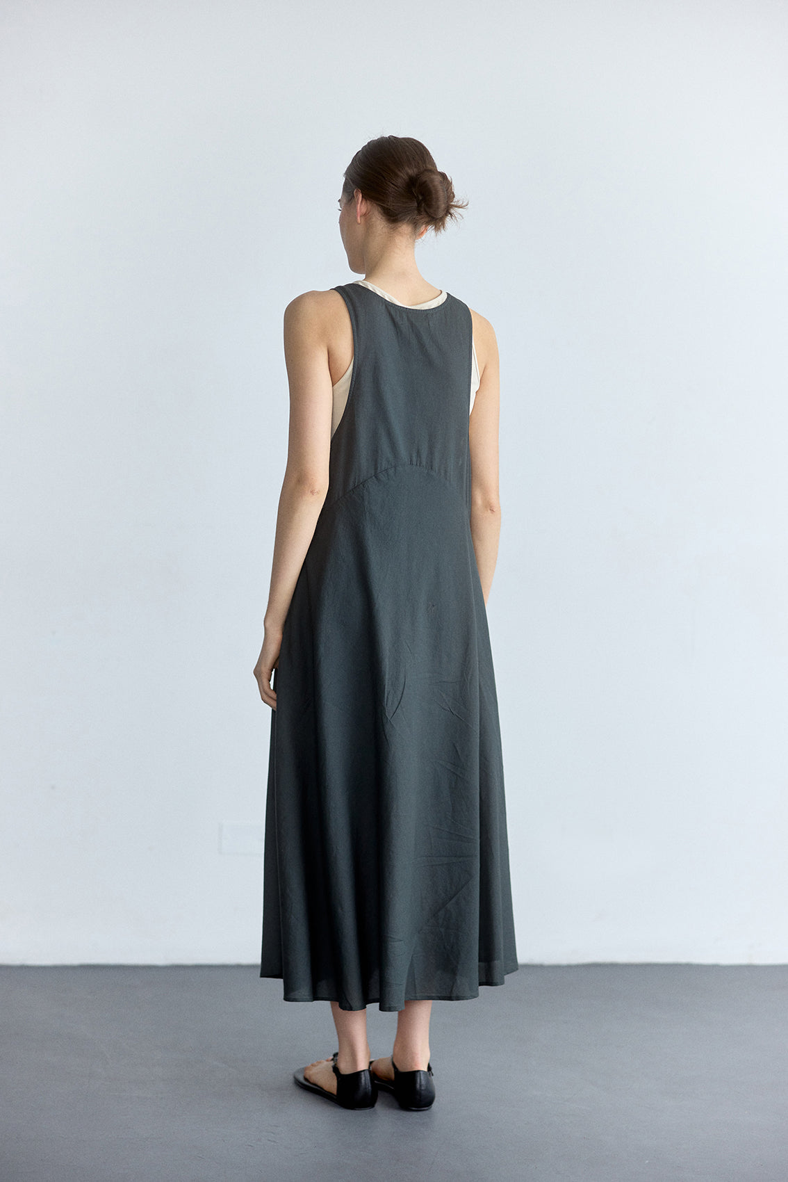 Vestido Aberturas Laterales Algodón Pima - Pizarra