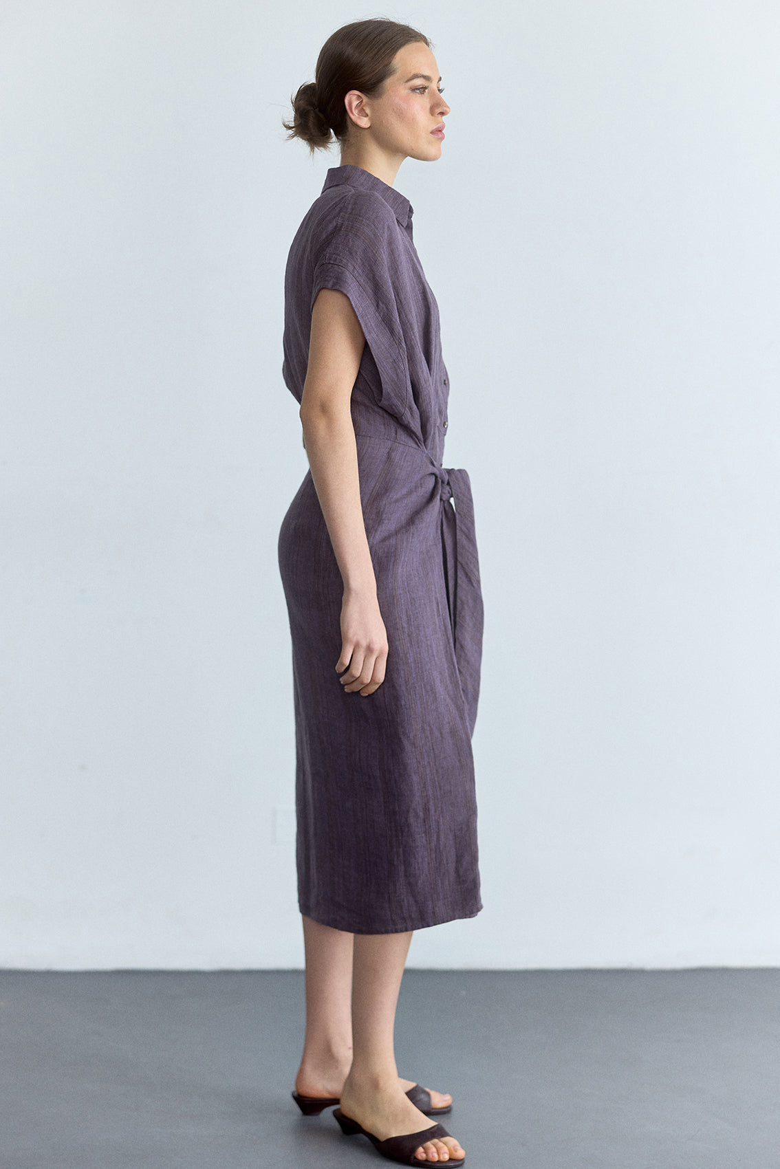 Vestido Camisero Anudado Lino - Iris