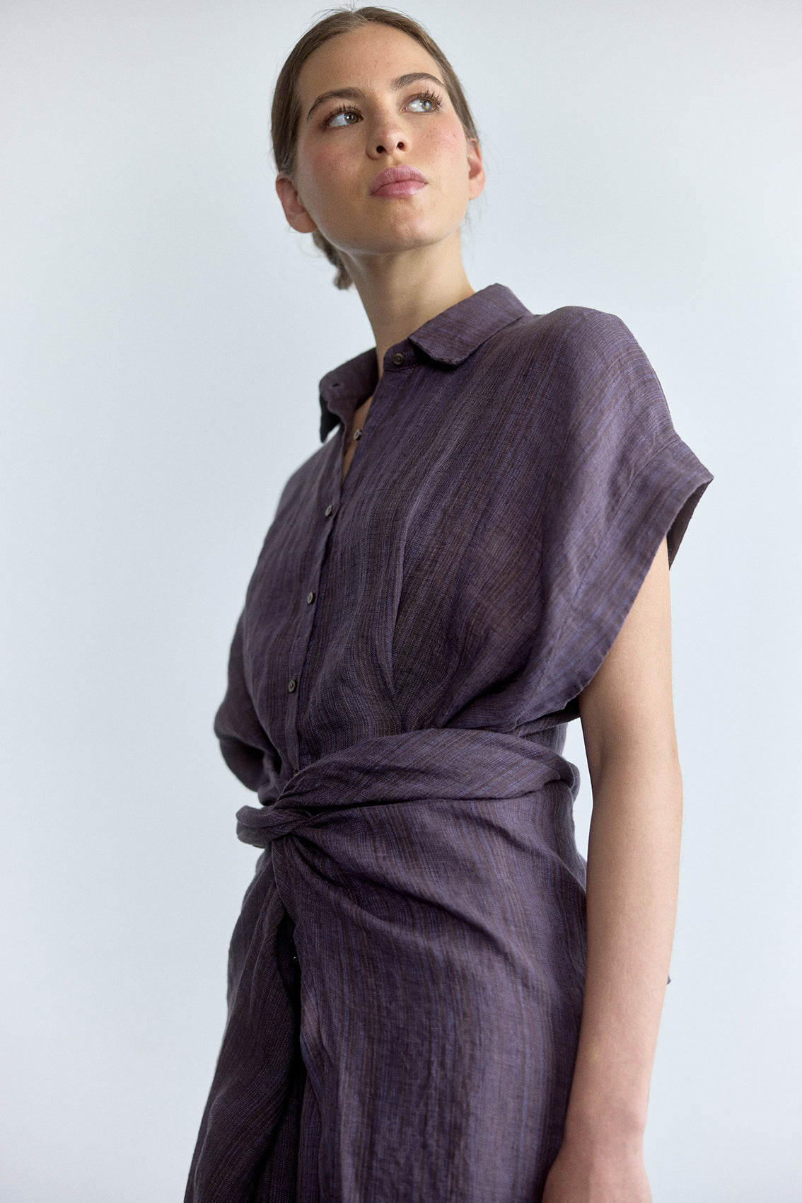 Vestido Camisero Anudado Lino - Iris