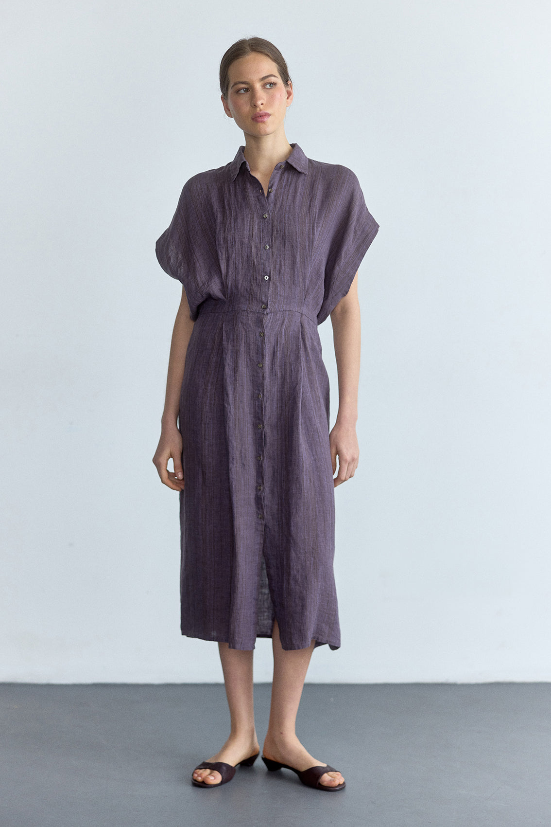 Vestido Camisero Anudado Lino - Iris