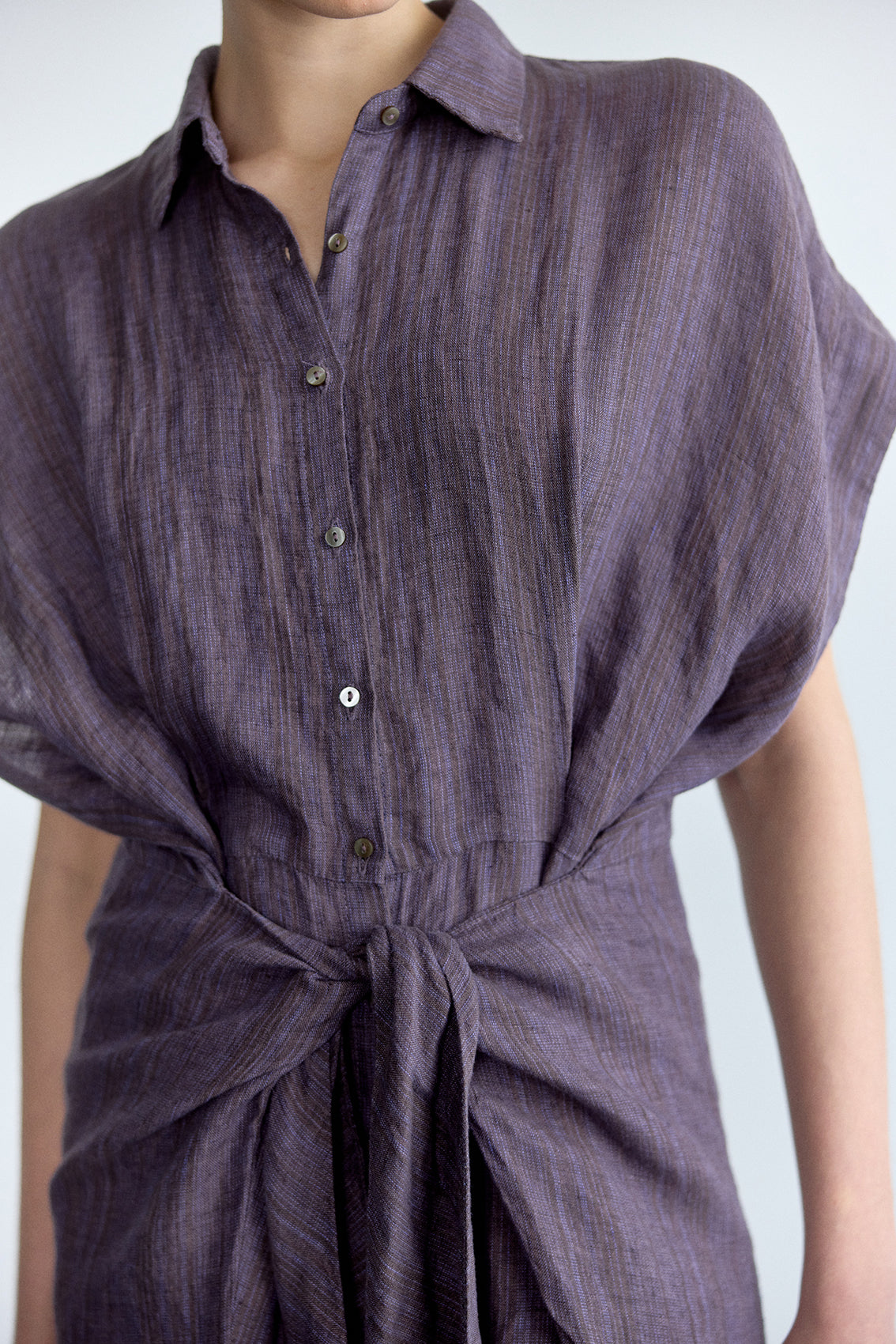 Vestido Camisero Anudado Lino - Iris