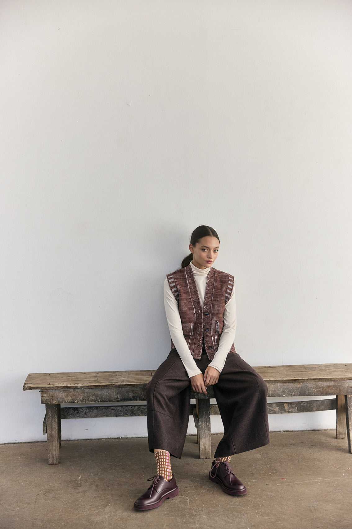 Vest Barrado Lana Merino - Arcilla