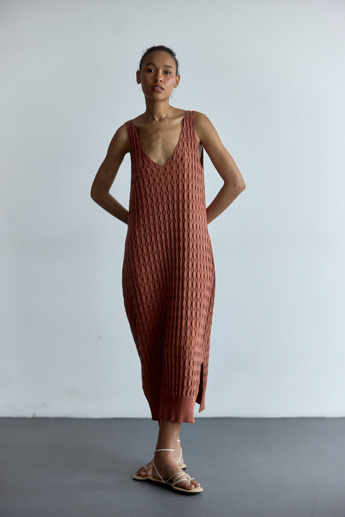Vestido Tejido Texturado Algodón Pima - Pomelo
