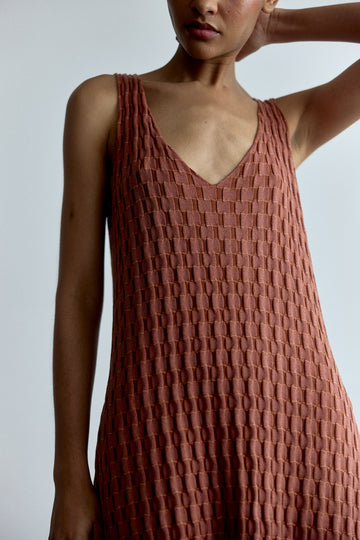 Vestido Tejido Texturado Algodón Pima - Pomelo