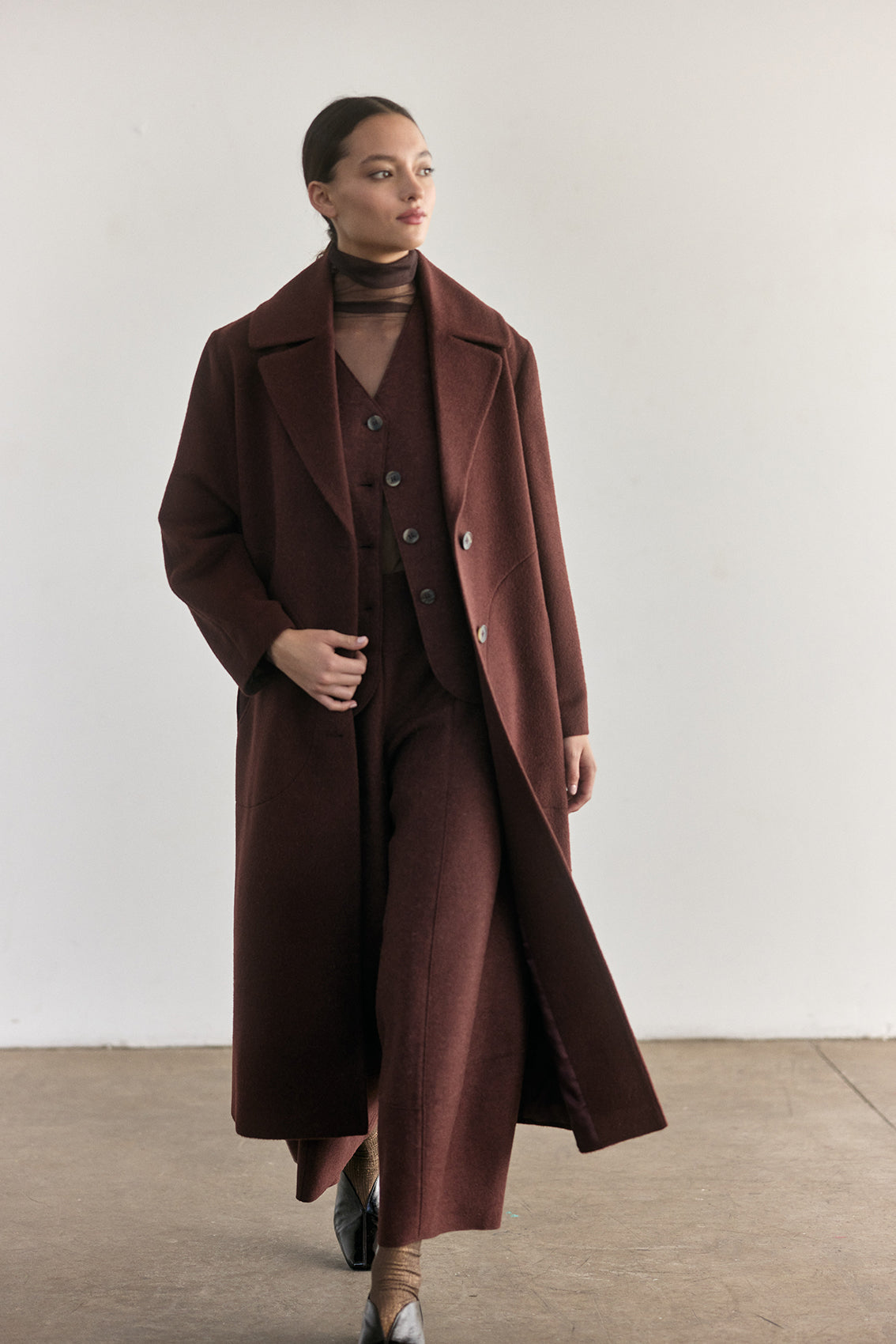 Abrigo Largo Baby Alpaca - Óxido