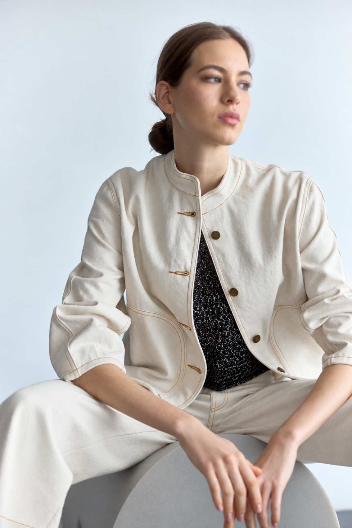 Chaqueta Denim Algodón - Crudo