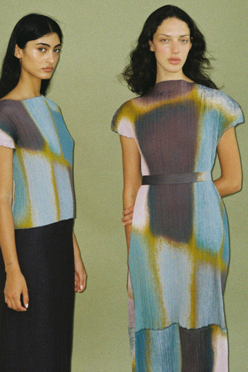 Pleated Printed Dress - Mix