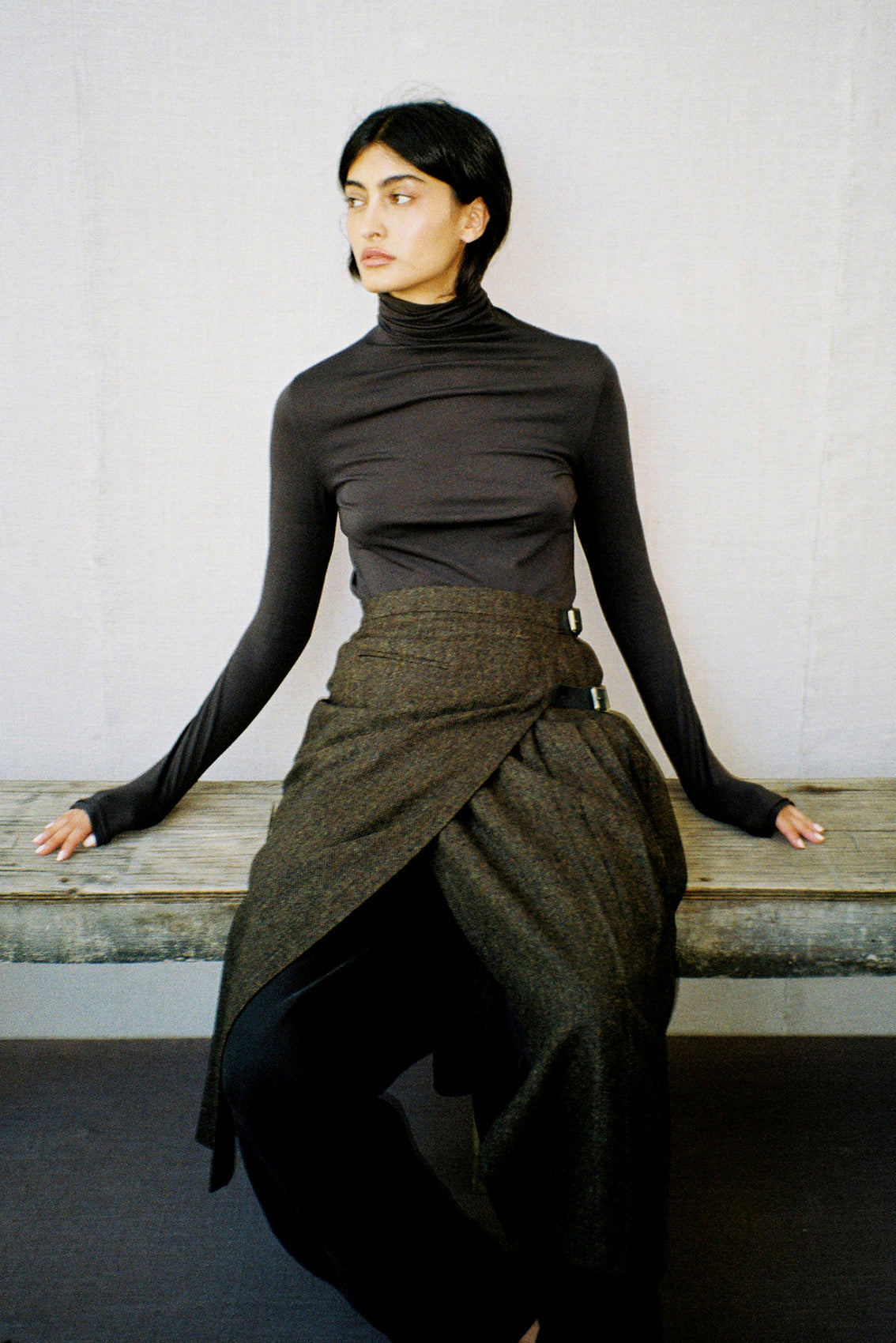 Pima Cotton Turtleneck Top - Slate
