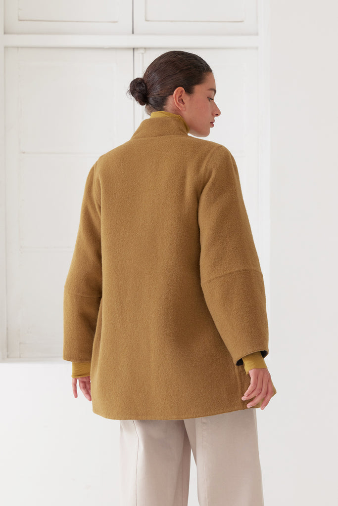 Abrigo Chaquetón Reversible Baby Alpaca - Oliva/Humo