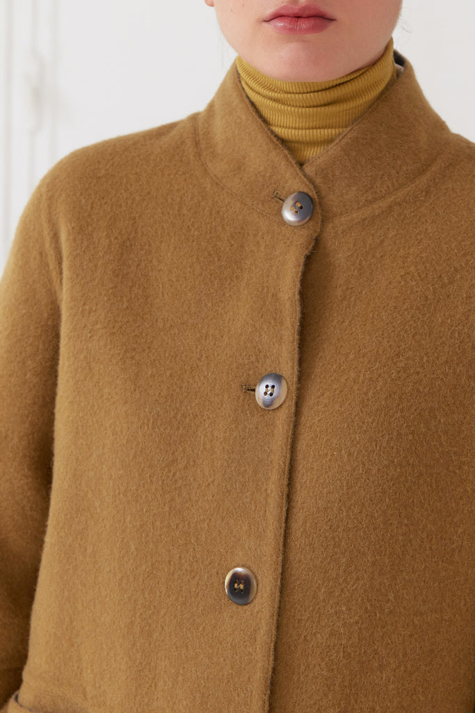 Abrigo Chaquetón Reversible Baby Alpaca - Oliva/Humo