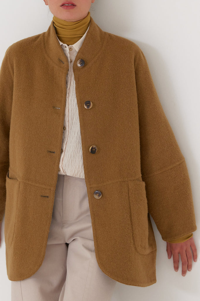 Abrigo Chaquetón Reversible Baby Alpaca - Oliva/Humo