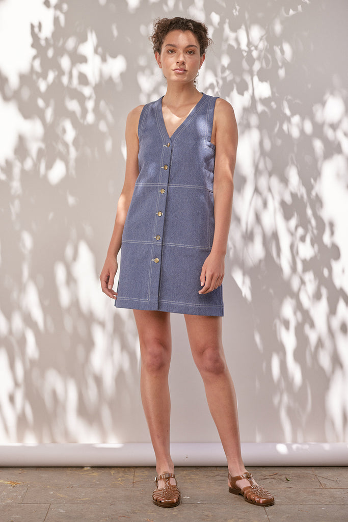 Recycled Denim Buttoned Jumper - Hortensia