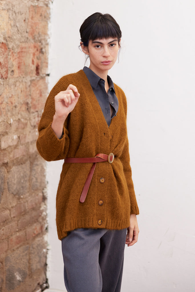 Cárdigan Oversized Nuboso Alpaca - Camel