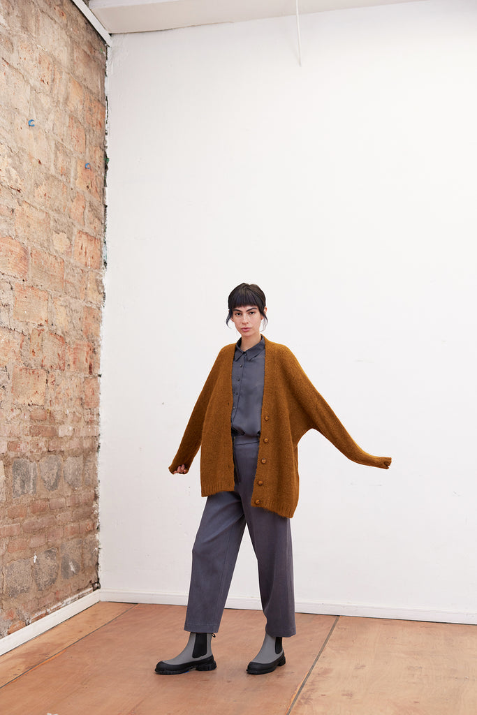 Cárdigan Oversized Nuboso Alpaca - Camel