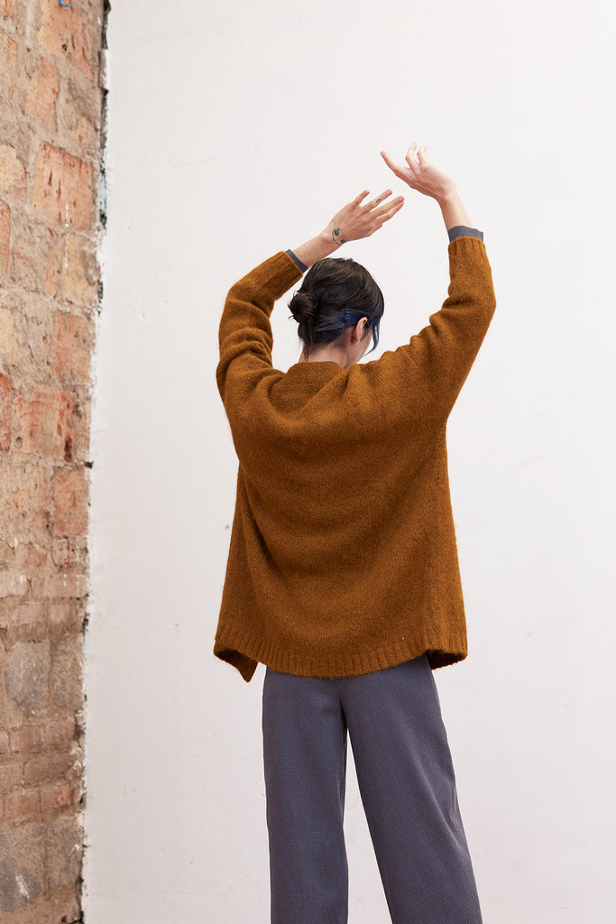 Cárdigan Oversized Nuboso Alpaca - Camel