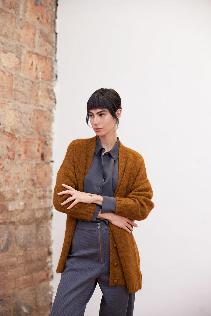Cárdigan Oversized Nuboso Alpaca - Camel